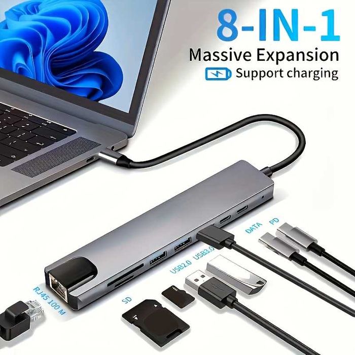 ОПТОВАЯ ЦЕНА Type c HUB 8in1, Для MacBook и ноутбуков