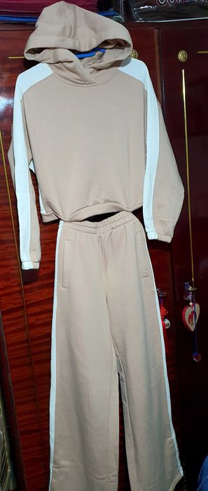 Set Trening hanorac pantalon bej gros-79 ron