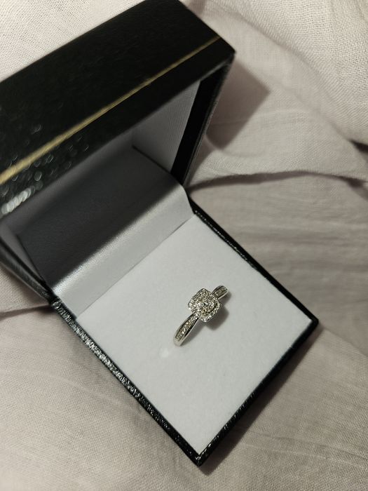 Inel de logodnă aur alb 14K cu diamante naturale - Kultho - certificat garantie