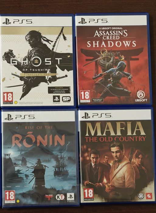 Pachet jocuri PS5 Ghost of Tsuhima, AC Shadows, Mafia 4, Ronin