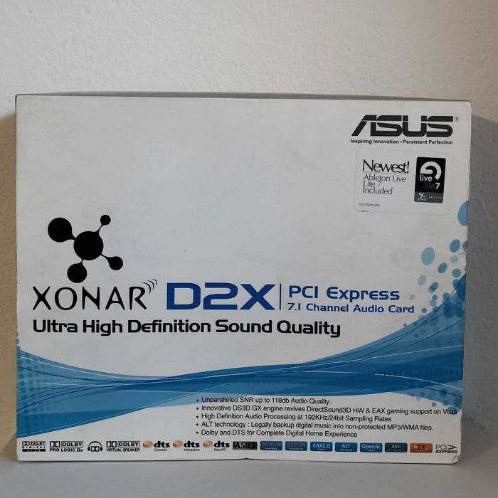 Звукова аудио карта пълен комплект ASUS Xonar D2X, PCI-E x1, 24-bit / 96kHz (5.1) за геймърски PC компютър за Linux Windows CMI8788 [Oxygen HD Audio]