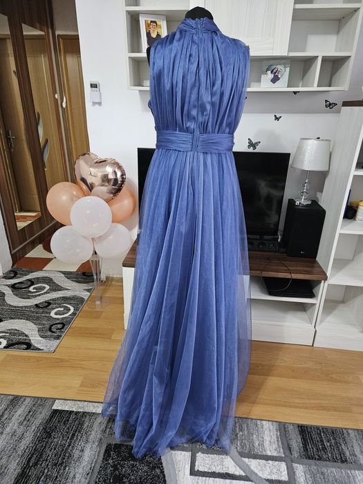Rochie albastra din tull voal