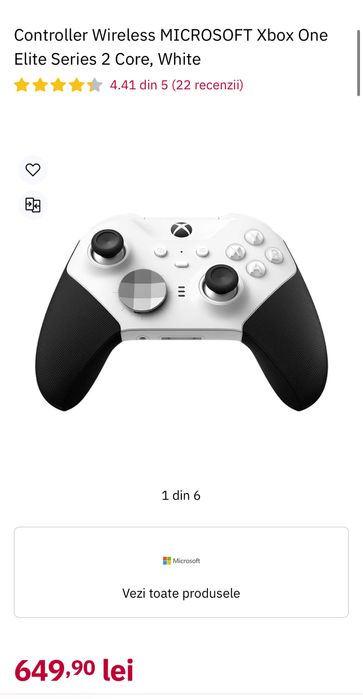 Controller Wireless MICROSOFT Xbox One Elite Series 2 Core, White