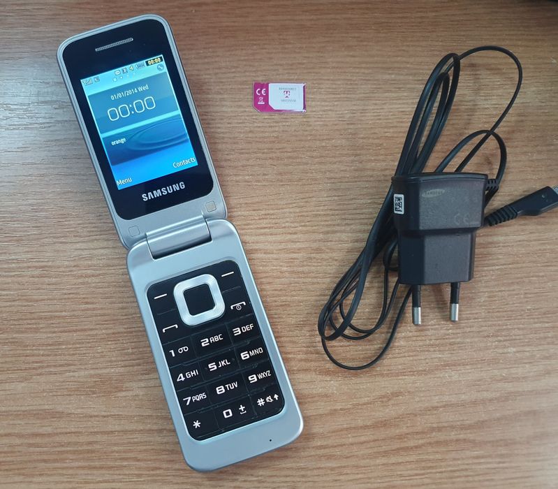 telefon Samsung GT-C3520 argintiu taste butoane perfect functional clapeta