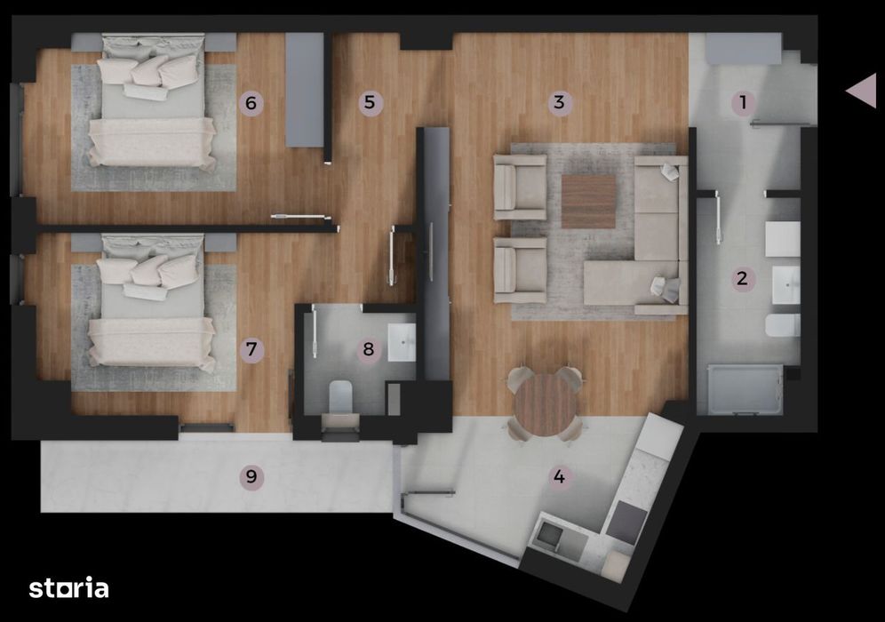 Apartament de vanzare, 3 cam, 2bai, bloc C1, Zona Tatarasi-Venetia