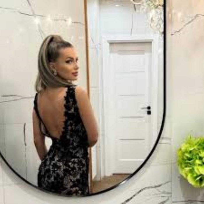 Rochie de seara ocazie de cocktail cu spatele gol dantela nude negru