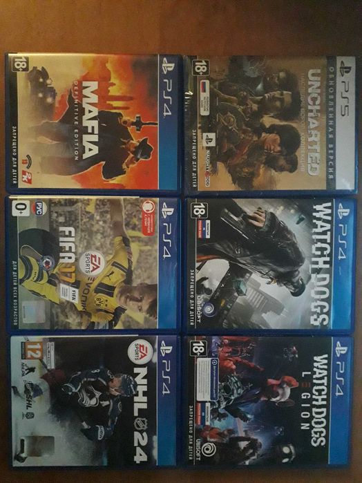 PS5 Uncharted запечатанный, Watch Dogs Legion, МАФИЯ, FIFA 17, NHL 24