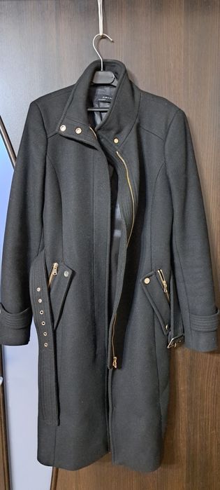 Пальто черное ZARA BASIC размер S
