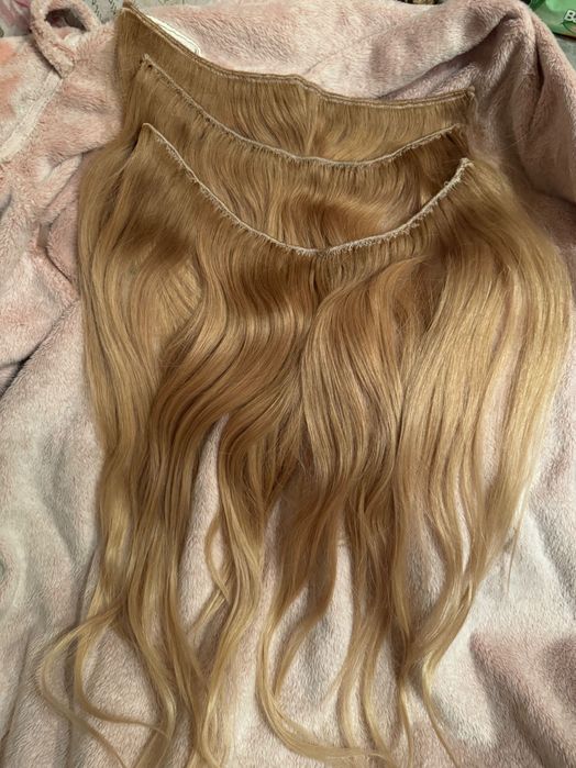 Естествена руска коса – 100 гр, weft, капси / пришиване, около 60 см