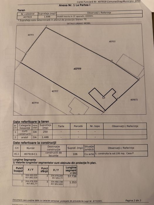 Casă Jebel teren 1696 mp front 30 ml utilitati strada asfaltata