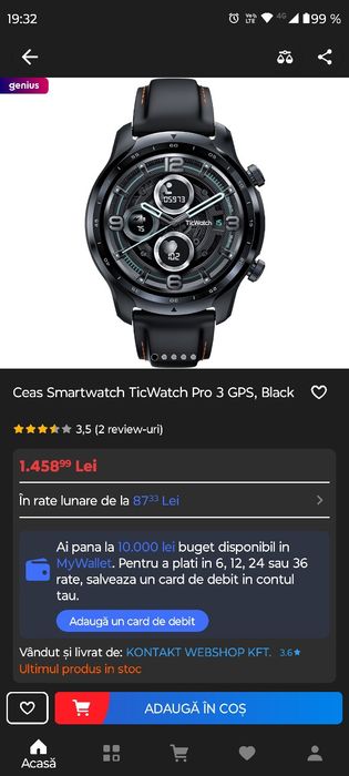 TicWatch Pro 3 Cellular/LTE – Smartwatch Premium cu Wear OS by Google
