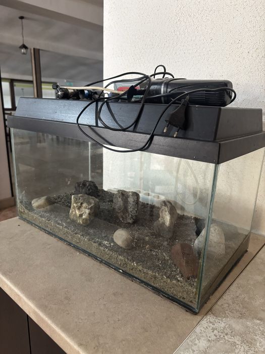 acvariu complet cu filtru, incalzitor, lampa