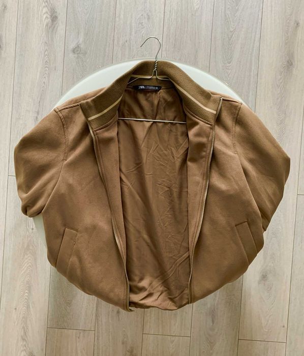 Geacă bărbați ZARA catifelată, M, maro camel, NOUĂ, Premium