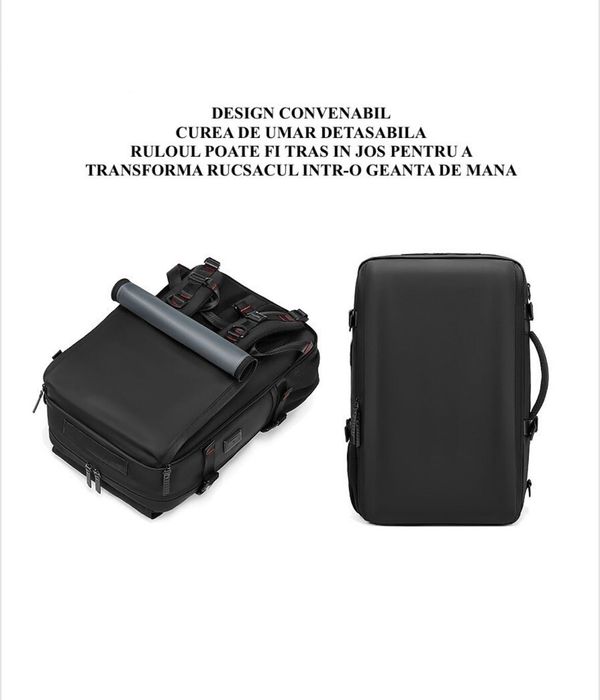 Rucsac calatorie/laptop 16” full impermeabil, 35 l, 30x16x46 cm, Negru