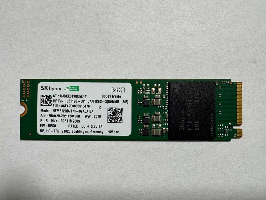 SSD NVMe M.2 512GB Gen3 x4 Samsung WD SK hynix Toshiba Micron Intel