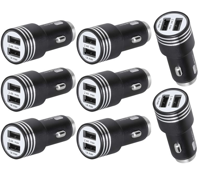 Set 8 buc, Încărcător telefon auto 12V 24V cu 2 porturi USB