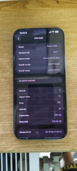 IPhone 16 Pro Max /256 GB Liber rețea