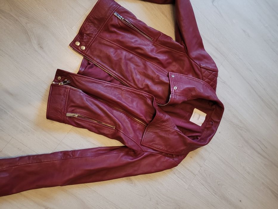 Geaca dama piele model bike Mango