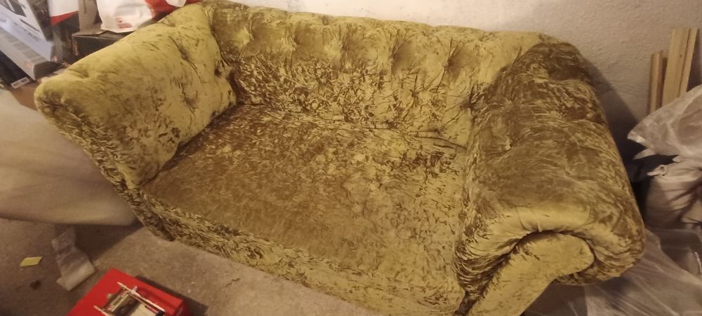 Canapea Chesterfield Catifea Verde Oliv / Stil Retro - Vintage