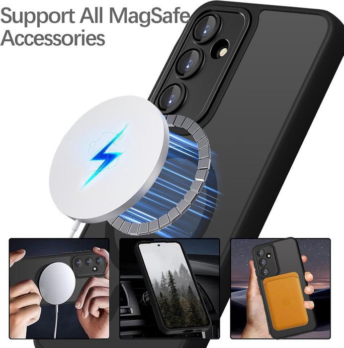 Матов magsafe кейс за samsung galaxy a36 - черен