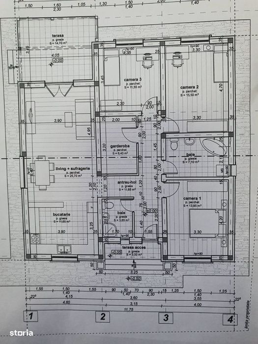 Casă la cheie pe 1 nivel 4 camere 2 băi,145 mp,500 mp teren