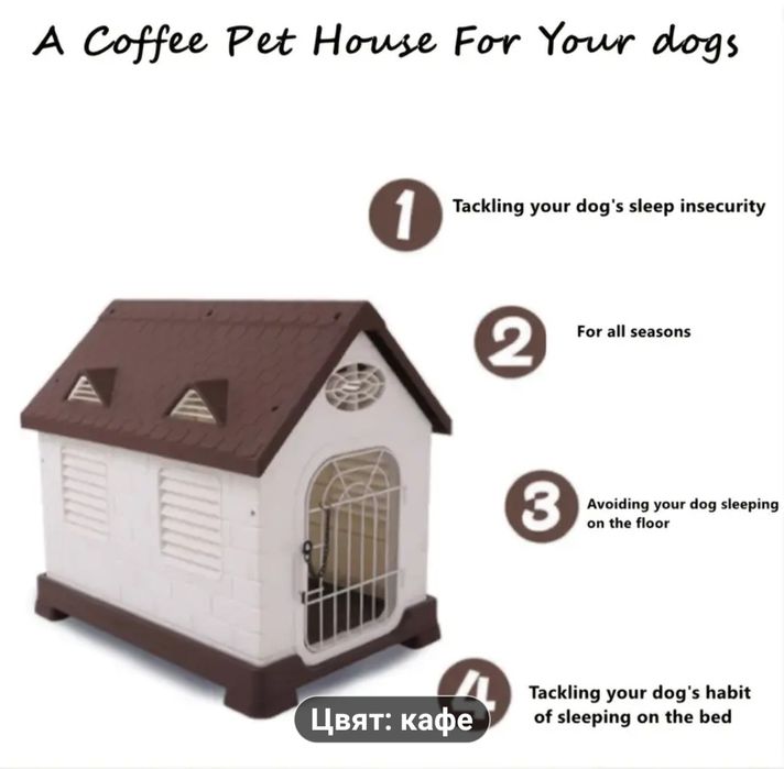 Водоустойчива Пластмасова Къща за Кучета