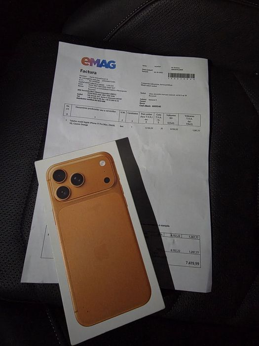 Iphone 17 Pro Max 5G Cosmic Orange 256Gb SIGILAT Factură 2ANI GARANȚIE
