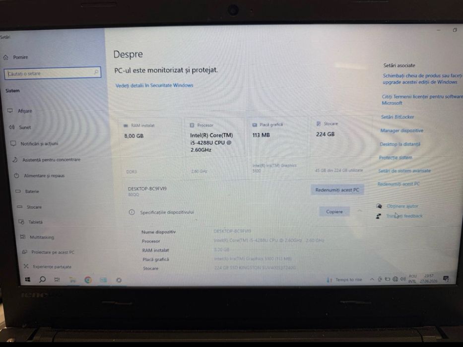 Lenovo IdeaPad 15.6” i5 / 8GB RAM / SSD – stare bună