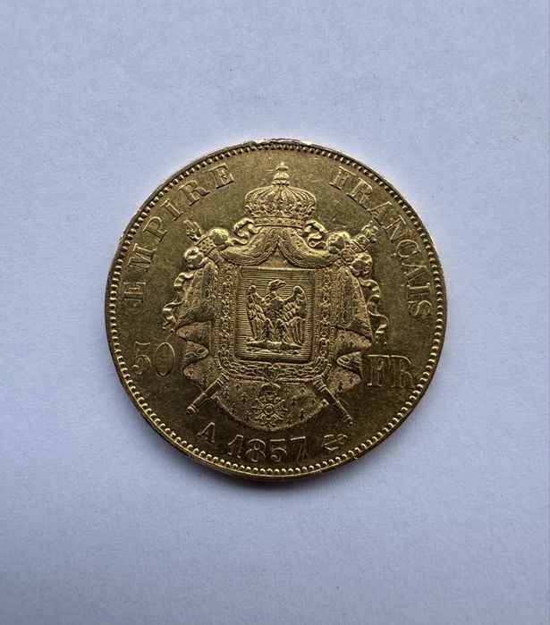 Златна Монета Франция 50 Франка 1857г. Наполеон III