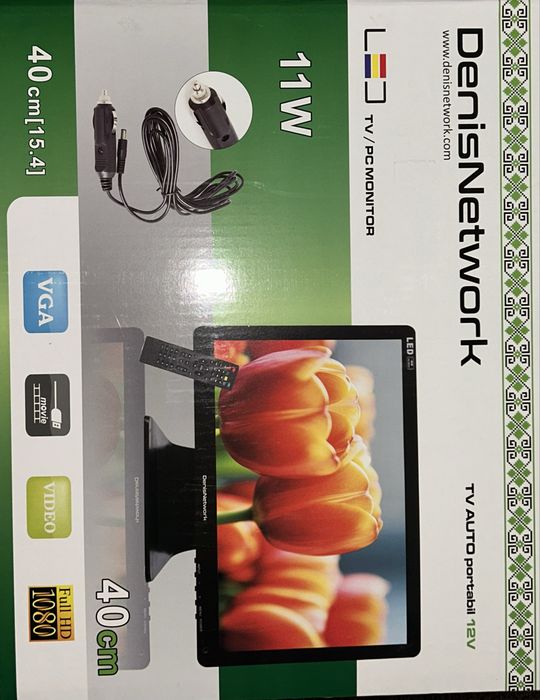 Kit antenă satelit portabilă DenisNetwork + TV LED 15.4” Full HD – Complet