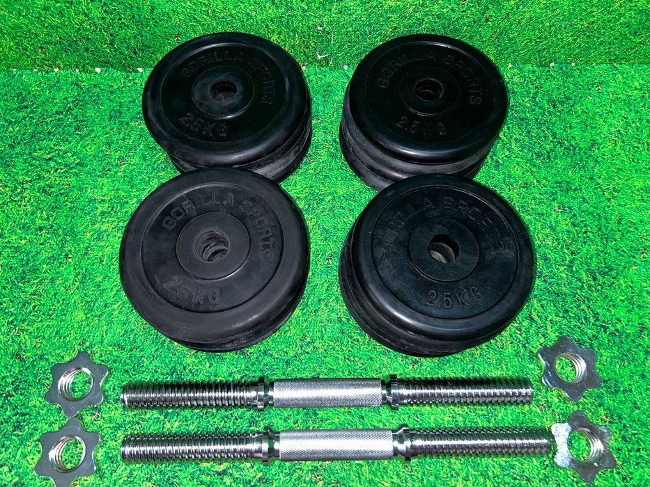 Set gantere cu discuri din fier cauciucate 35kg 30/31mm