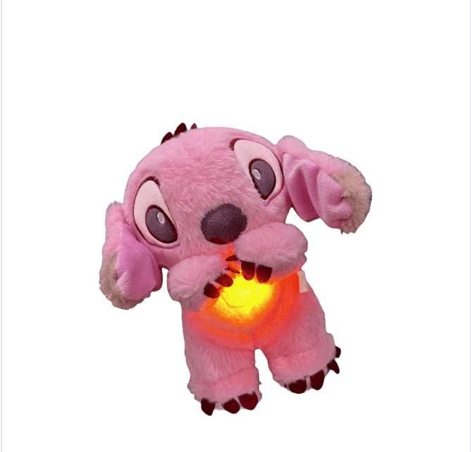 Интерактивна дишаща играчка Стич, Розов, 30см, С музика и светлина