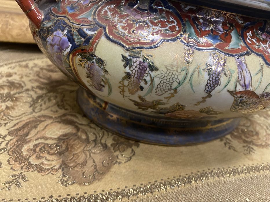 Супник Японска порцеланова купа с капак Satsuma Япония 1920 1930