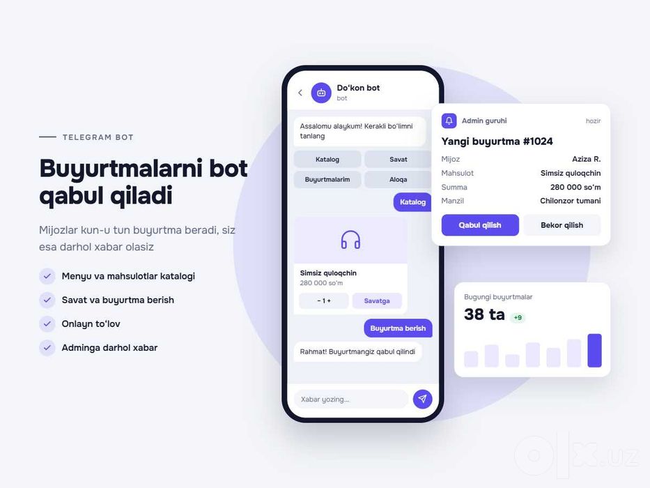 Website, Mobile Ilova va Telegram Bot yaratish xizmati
