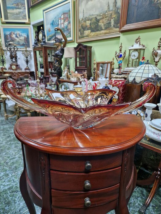 Прекрасна антикварна италианска кристална купа фруктиера Мурано