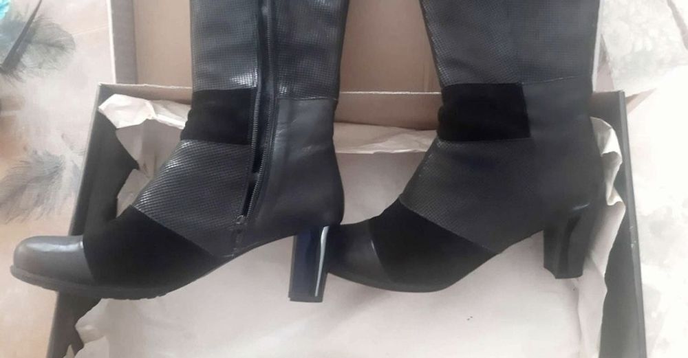 Дамски ботуши естествена кожа и велур