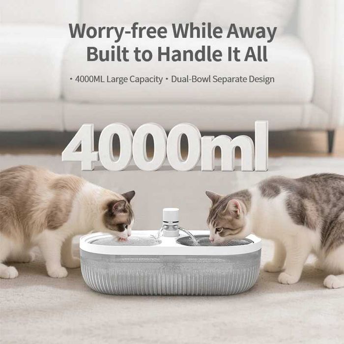 Двоен Автоматичен Поилка /Фонтан/ Диспенсър за Вода SmartCat