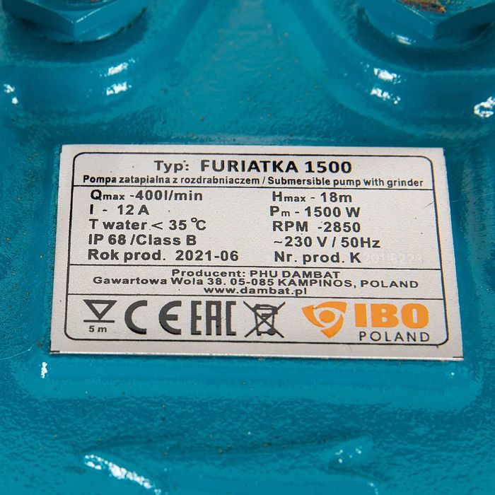 Pompa Apa Murdara Profesionala IBO FURIATKA 1500 1500W 400 l/min H-18m
