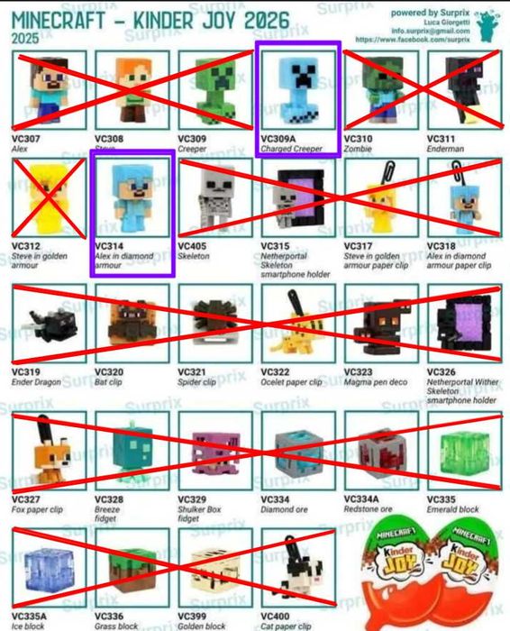 Фигурки от серията Kinder JOY Minecraft