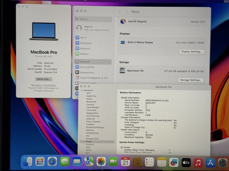 НОВ Macbook Pro 13' M2 2022/16GB Ram/512GB SSD/100% Battery/Space Gray