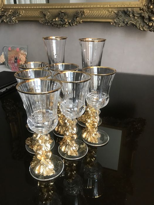 Фужеры ИТАЛИЯ хрусталь премиум 24 карата золото ROYAL CRiSTALL