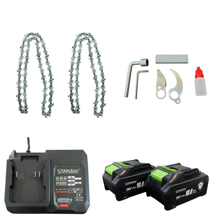 2в1 Акумулаторна Лозарска Ножица и  Трион StahlMayer 36V 10AH дисплей