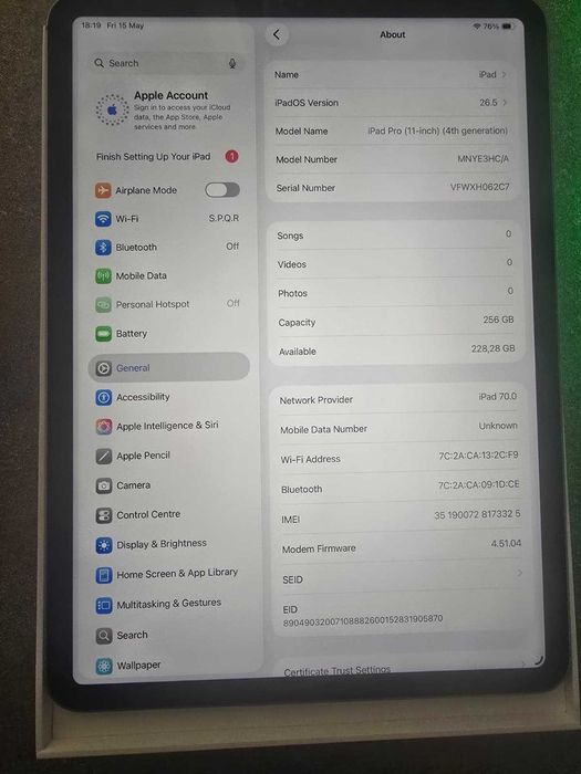 iPad Pro 11" (Gen 4, 2022) M2 | 256GB | Cellular (5G) | Ca Nou