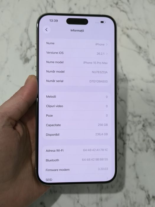 Vand/schimb iPhone 15 pro max 256gb white