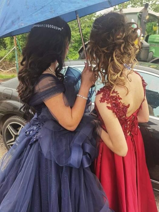 Бална рокля, мастилено синя