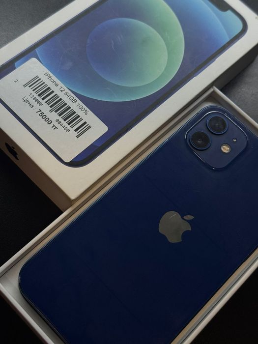Iphone 12, 64гб, 100% акб, Kaspi 0-0-24