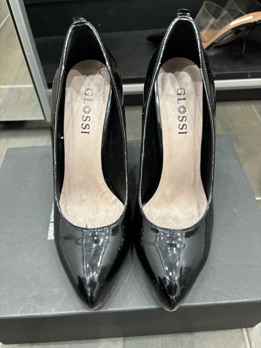 Лачени обувки с висок ток, 12 см