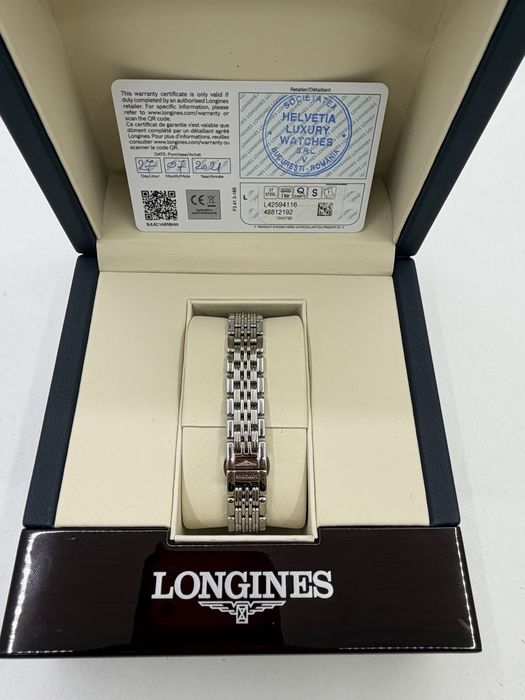 Ceas Longines Lyre L4.259.4.11.6 Dama Quartz Cadran Alb Original Full Set Elvetian Cutie Acte Nou