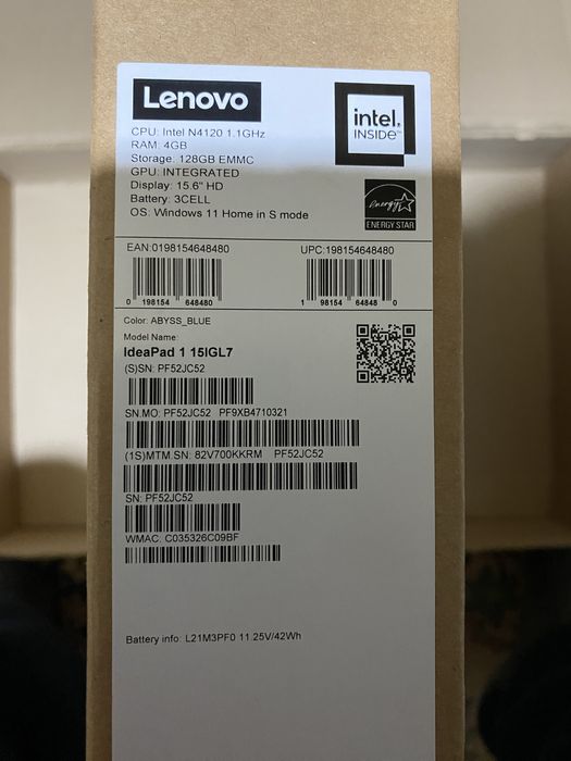 Laptop Lenovo ideapad 1.windows 11 h