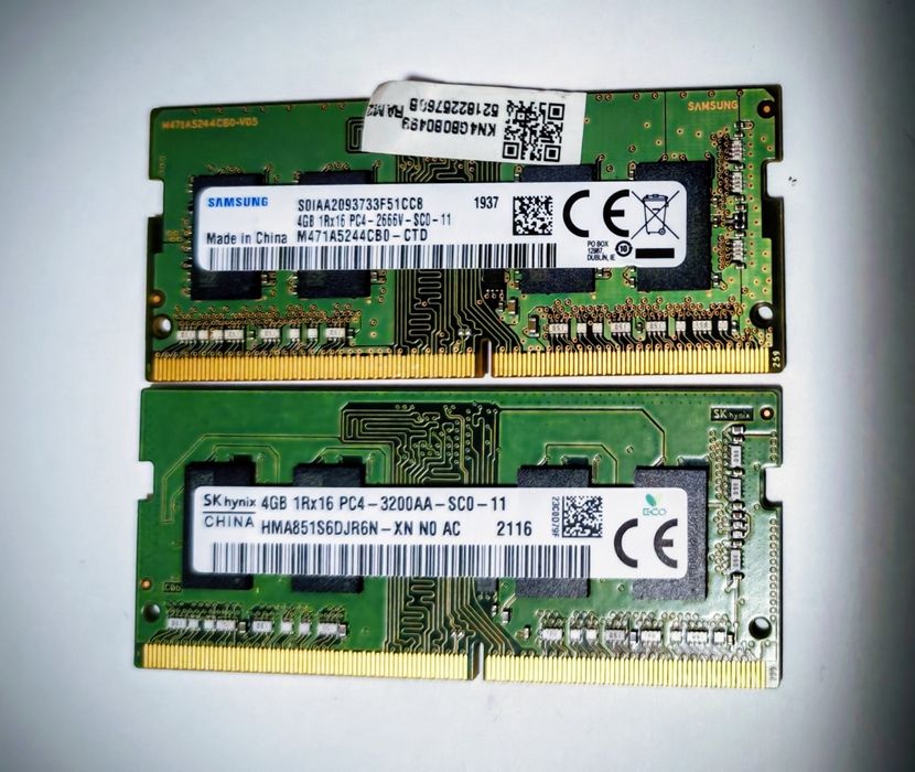 Memorie laptop Samsung, Hynix  DDR4, 2666 MHz, 3200 MHz, 8GB (2x4GB)